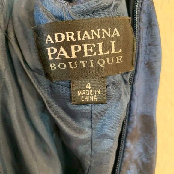 Adrianna Papell Rosette Taffeta Short Halter Dress Iridescent Blue - Size 4 - Picture 7 of 7